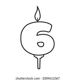 Icono de contorno vectorial de cumpleaños de velas. Ilustración vectorial feliz con fondo blanco. Icono de ilustración de esquema aislado del cumpleaños de la vela.