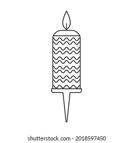 Icono de contorno vectorial de cumpleaños de velas. Ilustración vectorial feliz con fondo blanco. Icono de ilustración de esquema aislado del cumpleaños de la vela.