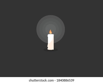 Candle with black background, vector illustration.