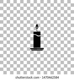 Candle. Black flat icon on a transparent background. Pictogram for your project