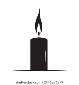 Candle black icon fire vector design.