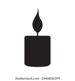 Kerze schwarz Symbol Feuer Vektorgrafik Design.
