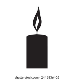 Vela de diseño de Vector de fuego icono negro.