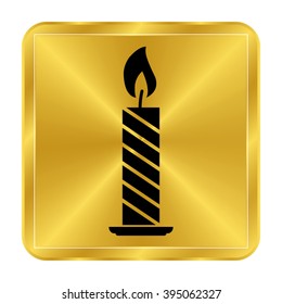 Candle - black vector icon;  gold button