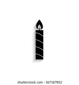 Candle - black vector  icon with shadow