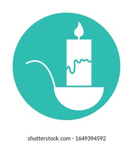 Candle block style icon design, Fire flame candlelight light spirituality burn and decoration theme Vector illustration