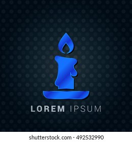 Candle Blue metallic chromium precious Icon / Logo Design