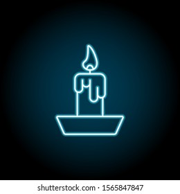 Candle blue neon icon. Simple thin line, outline vector of autumn icons for ui and ux, website or mobile application