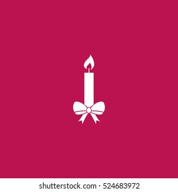 candle with bow, Christmas celebration icon illustration vector, can be used for web and mobile design