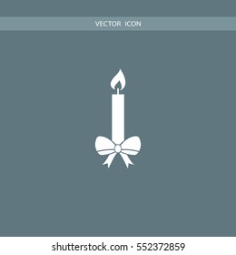 candle with bow, Christmas celebration icon illustration vector, can be used for web and mobile design.
