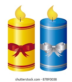 candle with bow isolated over white background. vector