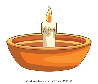 Candle in bowl cartoon isolated vector illustration graphic design