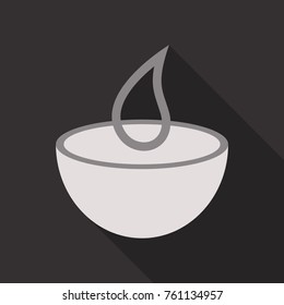 Candle in a bowl with pine branches. New Year ornament vector illustration.