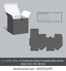 Candle box dieline template, vector design