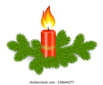 Candle with branch of fir, Christmas decoration