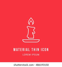 Candle Bright red material designed line thin flat icon / logo
