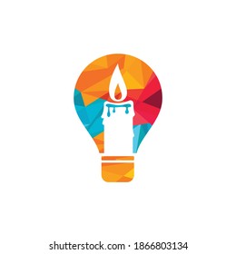 Candle bulb vector logo design. Candle lamp logo design template inside the light bulb.