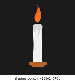 Candle burning flame isolated on black background