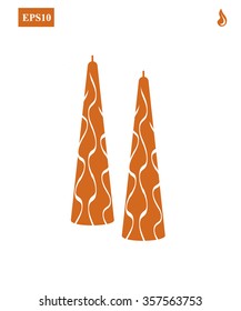 candle burning icon color brown set  on white background vector illustration 