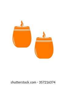 candle burning icon color orange set  on white background vector illustration 