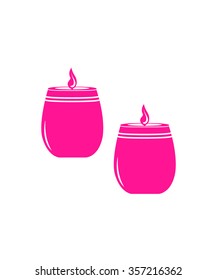 candle burning icon color pink set  on white background vector illustration 