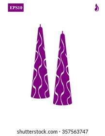 candle burning icon color purple set  on white background vector illustration 