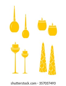 candle burning icon color set gold on white background vector illustration 