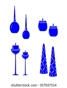 candle burning icon color set blue on white background vector illustration 