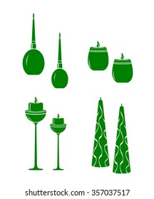 candle burning icon color set green on white background vector illustration 