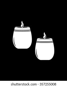 candle burning icon color white set on black background vector illustration 