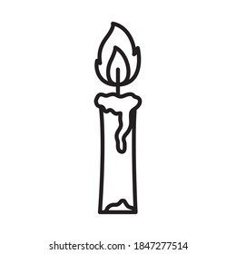candle burning icon over white background, line style, vector illustration