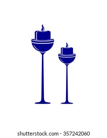 candle burning icon set dark blue on white background vector illustration 