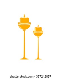 candle burning icon set orange on white background vector illustration 