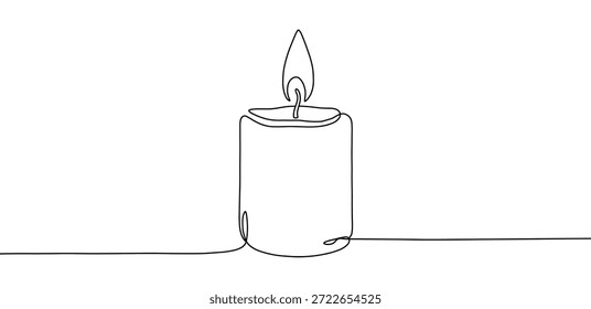 Vela queimando iluminado simples desenho vetor arte linha contínua estilo minimalista plano de fundo plano