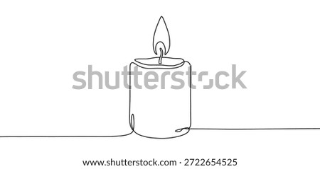Candle burning lit simple drawing vector art continuous line minimalist style plain backdrop