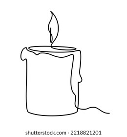 A candle is burning. Logotype. One line art.
Minimalism. Isolated. Vector illustration