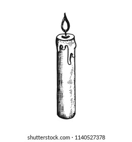candle burns hand drawing vector. isolated object on white background.