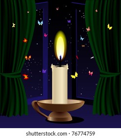 candle and butterfly