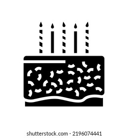 candle cake food dessert glyph icon vector. candle cake food dessert sign. isolated symbol illustration