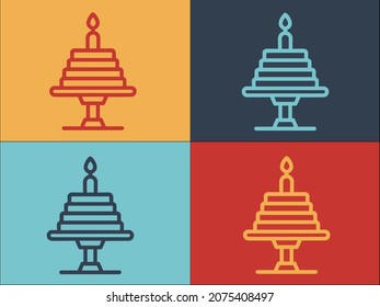 Plantilla de logotipo de pastel de velas, sencillo icono plano de fiesta, cumpleaños, pastel