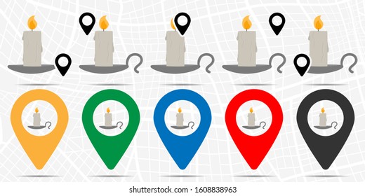 Candle, candlestick, color icon in location set. Simple glyph, flat illustration element of halloween theme icons