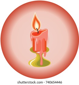 Candle in candlestick. Flat design, vector.