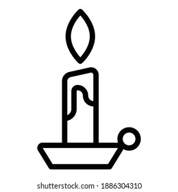 Candle In A Candlestick Flat Icon Isolated On White Background