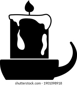 Kerze im Candlestick-Symbol. Black Glyph Design. Vektorgrafik.