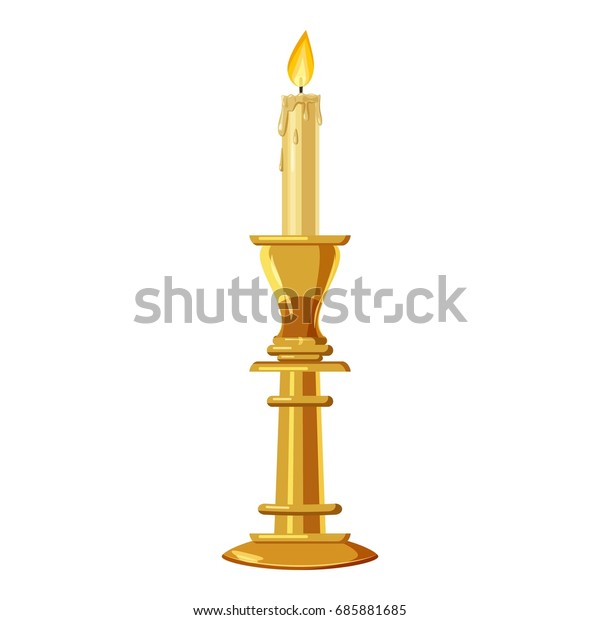 Candle in a candlestick icon. Cartoon
illustration of candle vector icon for web
design