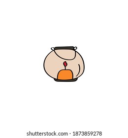 Candle in candlestick icon. Doodle hand drawn vector icon