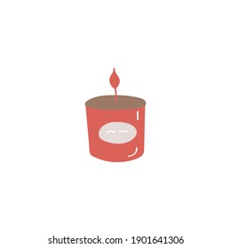Candle in candlestick icon. Doodle hand drawn flat colored vector icon