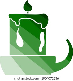 Candle In Candlestick Icon. Flat Color Ladder Design. Vector Illustration.