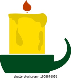 Candle In Candlestick Icon. Flat Color Design. Vector Illustration.