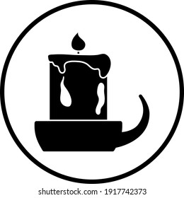 Candle In Candlestick Icon. Thin Circle Stencil Design. Vector Illustration.
